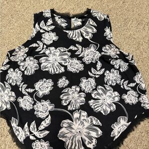 Who What Wear Black and White Floral Blouse